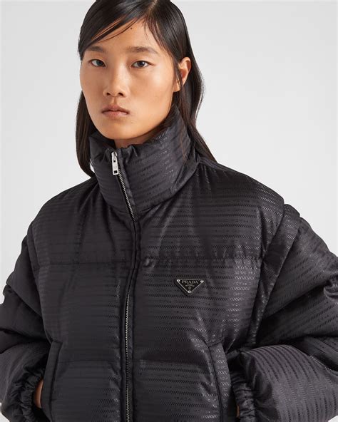 prada re-nylon cropped hooded down jacket|Prada Re.